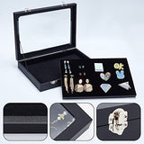 NBEADS Black Velvet Pin Display Case, 11x7.8x1.9 Inch Wall Hanging Brooch Jewelry Storage Case Wooden Presentation Boxes with Glass Window and NBEADS