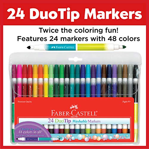 Faber-Castell DuoTip Washable Markers - 24 Markers, 48 Colors Faber-Castell