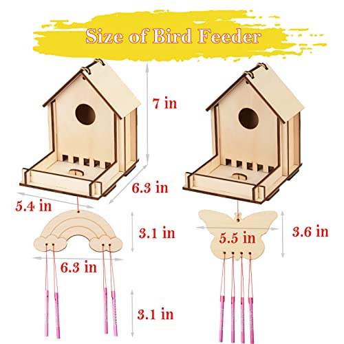 Make Your Own Bird Feeder Wind Chime Kit for Kids - 2 Pack DIY Craft Set with Diamond Stickers THWAS-LIGHT