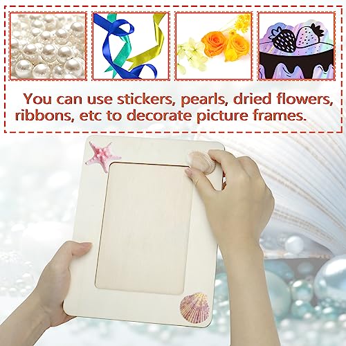 Vmiapxo 10 Pack Unfinished Wooden Picture Frames for 5" x 7" Photos, Standing Postcard Picture Frame Set DIY Keepsake Kit Decoratable Coards for - WoodArtSupply