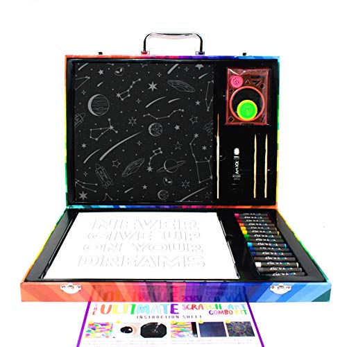 Art 101 USA Ultimate Scratch Art Combo Kit with 41 Pieces in a Colorful Carrying Case, Multi Art 101 USA