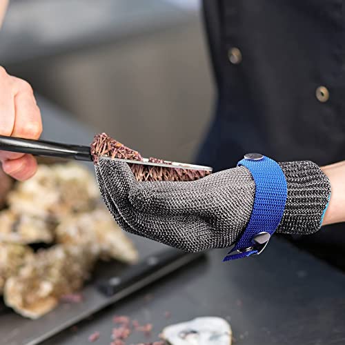 Herda Level 9 Cut Proof Gloves Chainmail Gloves Kitchen Gloves for Fish Meat Cutting Wood Carving Whittling Oyster Shucking Safety Butcher Work (XL) Herda