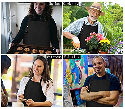 Hongsome Artist Apron,Paint Garden Pottery Teacher Painting Aprons for Adults Women 3 Pockets, Adjustable Bib Apron for Art Gardening Cooking Black Hongsome