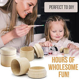 AEVVV 6pcs 2x2-inch Unfinished Mini Round Wooden Box - Proposal Wedding Ring Storage Box - Blank Wooden Jewelry Trinket Box DIY Engagement Ring Box AEVVV