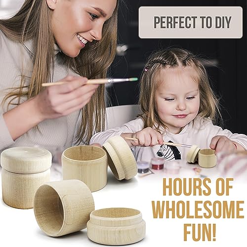 3pcs 2''x2'' Unfinished Wooden Boxes - Small Round Unpainted Storage Containers with Lids - DIY Craft Boxes for Jewelry, Rings, and Trinkets AEVVV
