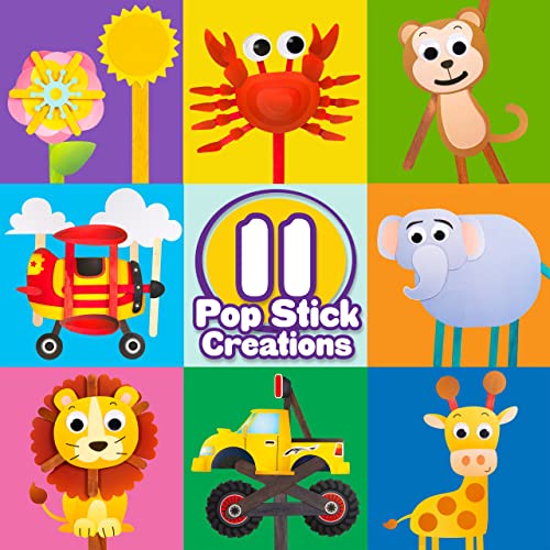 Creative Kids Preschool Crafts for Kids Create 12 Pop Stick Art Figures with 400+ Stickers & Punch Outs Toddler Art Set, Fine Motor Activities for - WoodArtSupply