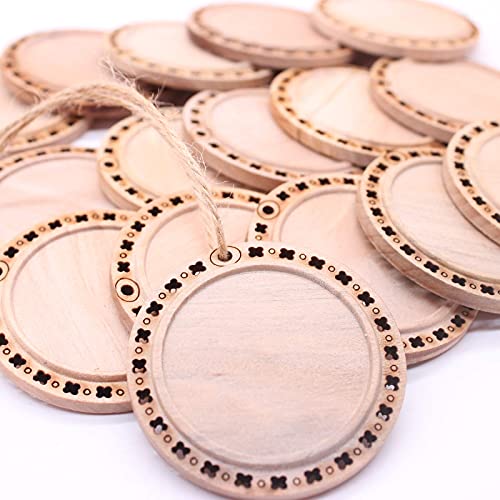CBCMY 20 Pcs 2.16 inches Natural Wood Slices Craft Unfinished Wood kit Predrilled with Hole Wooden Circles for DIY Crafts Wedding Decorations CBCMY