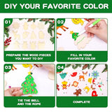 Max Fun 120PCS DIY Wooden Christmas Ornaments Unfinished Predrilled Wood for Crafts Centerpieces Holiday Birthday Hanging Decorations in 12 Shapes Max Fun