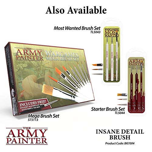 The Army Painter Wargamer: Insane Detail-Fine Detail Paint Brush with Rotmarder Sable Hair-Small Paint Brush, Model Paint Brush for Miniature Paint - WoodArtSupply