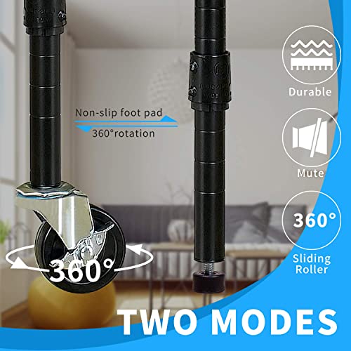 HCY 6-Tier Storage Shelf Heavy Duty Storage Shelving Unit NSF Height Adjustable Metal Storage Rack with Wheels for Laundry Bathroom Kitchen Garage HCY