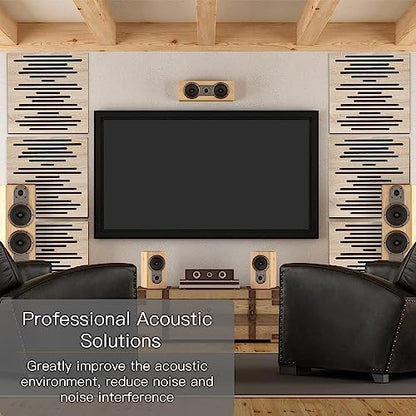 Olanglab Acoustic Wood Wall Panels, 2 Pack 19.6"x19.6" Sound Dampening Panels Polyester Fiber, Oak Plywood Acoustic Diffuser Panel, Self Adhesive 3D - WoodArtSupply