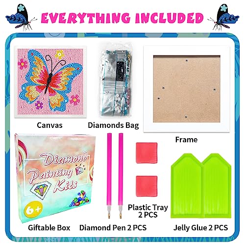 QEUOYSS Diamond Painting Kit for Kids with Wooden Frame Art and Crafts for Kids Ages 6-8 -10-12 Easy to DIY Diamond Art for Kids and Adult Beginners