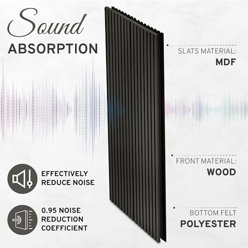 DOGBERRY 2 Pack Acoustic Wood Wall Panels, Decorative Soundproof Panels for Walls and Ceiling,n, 3D Slat Wood Wall Panels (94.49” x 25.4” Total DOGBERRY