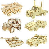 3D Wooden Puzzle - 6 Piece Set Wooden Car Brain Teaser Puzzle - DIY Assembly Car Building Model Kits - Wood STEM Toys Gifts for Kids and Adults Teens i-CHONY