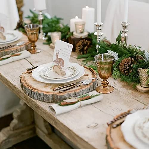 Sancodee 8 Pcs Large Unfinished Wood Slices, 7-8 Inches Wood Slabs for Centerpieces Natural Wooden Circle, DIY Wood Centerpieces for Tables Wedding Sancodee