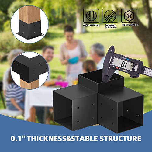 TOCRETOARE Pergola Kit, 4 Pack Woodworks Pergola Brackets 6" x 6" (Actual: 5.5x5.5 Inch), 3-Way Right Angle Corner Brackets, Powder-Coated Pergola TOCRETOARE