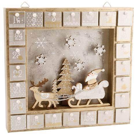 13 Inch Christmas Advent Calendar Shadow Box - Pre Assembled with Removable Drawers - Unfinished Wood Ready to Decorate and Personalize - For DIY, - WoodArtSupply