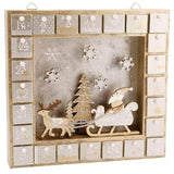 13 Inch Christmas Advent Calendar Shadow Box - Pre Assembled with Removable Drawers - Unfinished Wood Ready to Decorate and Personalize - For DIY, Creative Hobbies
