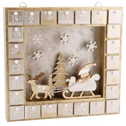 13 Inch Christmas Advent Calendar Shadow Box - Pre Assembled with Removable Drawers - Unfinished Wood Ready to Decorate and Personalize - For DIY, - WoodArtSupply