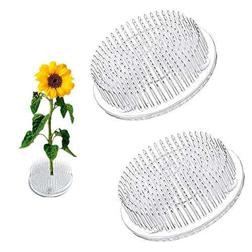 2Pcs Thicken Plastic Flower Frog 70mm/2.76" Clear Japanese Floral Frogs Round Ikebana Kenzan Flower Arrangement Pin Frog Holder Eggone