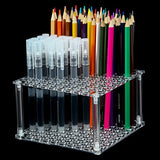 96 Hole Pencil Brush Holder Acrylic Pen Holder Desk Stand Organizer for Pencils Paint Brushes Markers Display and Home Storage (2 Pieces) Outus
