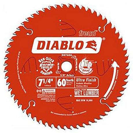 Freud D0760X Diablo Ultra Finish Saw Blade ATB 7-1/4-Inch by 60t 5/8-Inch Arbor Freud