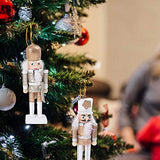 SEWACC 5 Pcs Christmas Nutcracker Wooden Nutcracker Ornaments Christmas Decoration Unfinished Nutcracker Figurines Puppet (White Gold) SEWACC