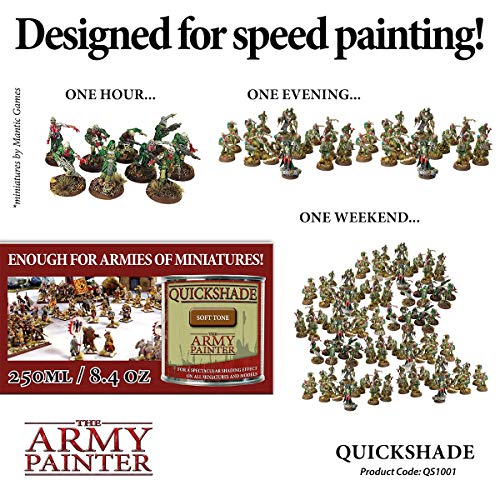 The Army Painter Quickshade Miniature Varnish for Miniature Painting, Dark Tone Model Paint Quickshade Varnish, Pot/Can, 250 ml, Approximately 8.45 - WoodArtSupply