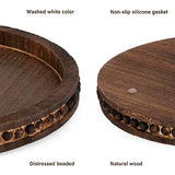 SimpleArt Wooden Decorative Tray, Coffee Table Tray with Wood Beaded Farmhouse Round Serving Tray for Rustic Home Decor,Tray for Kitchen Countertop SimpleArt