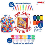 J MARK Toddler Painting Set – 32 Piece Complete Toddler Paint Set, Spill Proof Paint Cups for Kids, Washable Paint for Toddlers, Smock, Brushes and J MARK