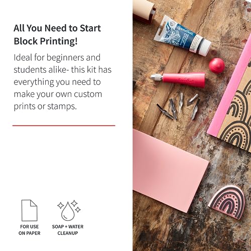 Speedball Super Value Block Printing Starter Kit – Includes Ink, Brayer, Lino Handle and Cutters, Speedy-Carve Speedball