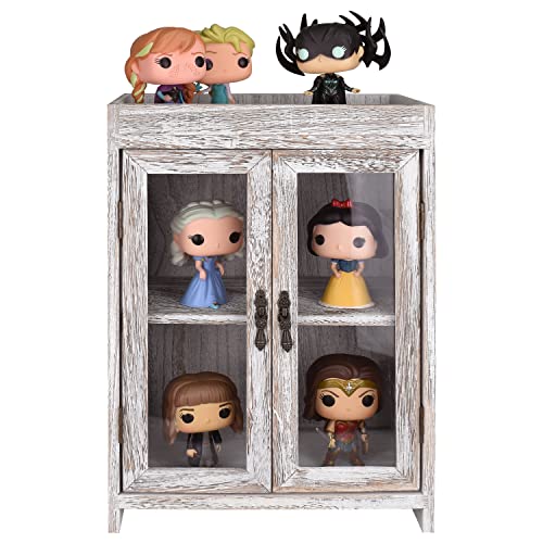 Ikee Design Small Wooden Countertop Storage Cabinet,Adjustable Shelves and Removable Hooks, 10.4 W x 6.1 D x 14.4 H in, Antique White Ikee Design