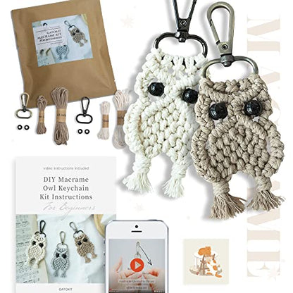  Macrame Kits for Adults Beginners, 2 in 1 Circle+Owl Macrame  Kit, Includes Macrame Cord and Instruction with Video, Macrame Wall Hanging  Supplies, Craft Kits for adults DIY Dream Catcher Kit 