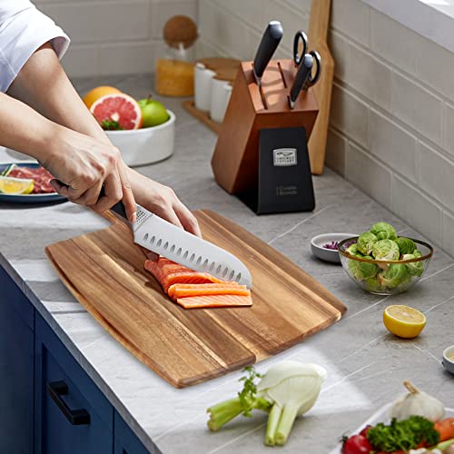 Large Wood Cutting Board with Handle 17" x 13" Simple Best Wooden Charcuterie Boards Butcher Block Teak Cutting Boards for Kitchen Meat Cheese Ayiaren