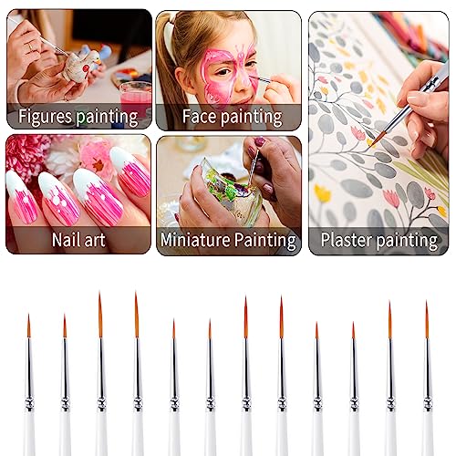 cobee 12Pcs Fine Paint Brushes, Detail Paint Brushes Micro Artist Paintbrush Set Acrylic Paint Brushes for Kids Students Artists Detail Painting Oil - WoodArtSupply