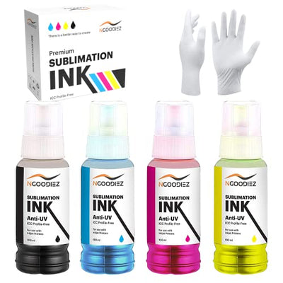 NGOODIEZ Sublimation Ink for Epson All Ecotank, Supertank Inkjet Printers Autofill, ICC-Free, Anti-UV and Fade Resistance - Conversion Kit/Refill