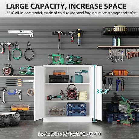 SISESOL Steel Storage Cabinet Office Cabinet with Shelves and 2 Doors, Metal Storage Cabinet Locking Steel Storage Cabinet,Locker Steel Counter SISESOL
