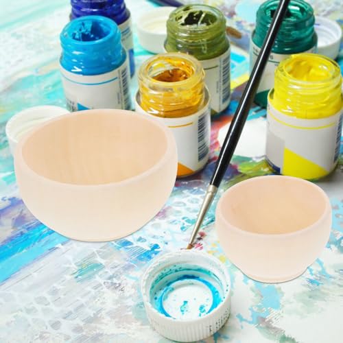 KALLORY Unfinished Wood Bowl 2Pcs Unpainted Blank Mini Wooden Bowls Tabletop Decoration for DIY Painting Graffiti Drawing Craft Basket Stuffers KALLORY