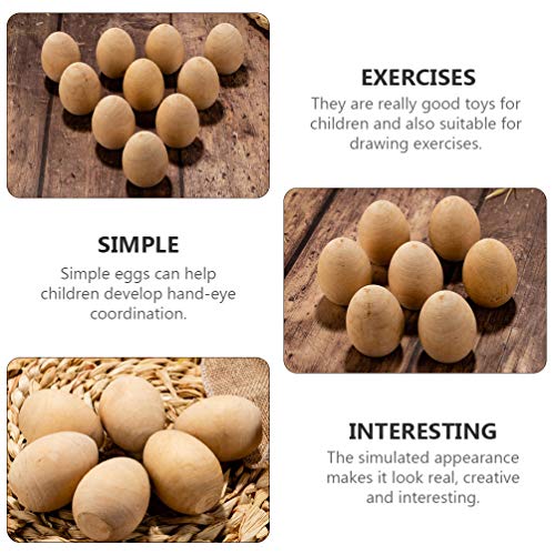 Totority Unfinished Easter Eggs Educational Blank Easter Egg, Unfinished Wood Egg Ornament 10Pack Fake Easter DIY Wooden Egg Adornments Drawing Egg - WoodArtSupply