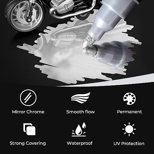 Metallic Markers Gold Pen Silver Marker, Mirror Chrome Paint Marker for Art, Dual Tips, Permanent Metallic Pens for Halloween Pumpkins, Ceramic, Artcroof