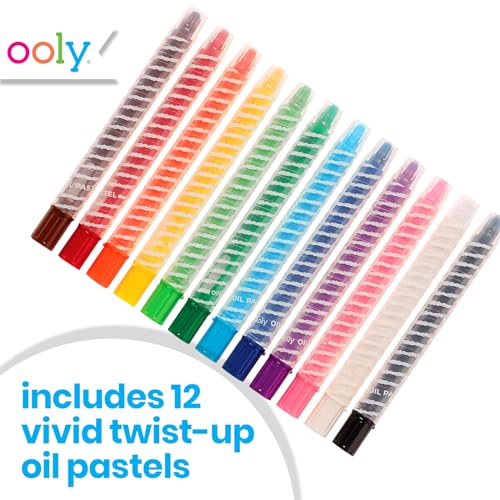 Ooly, Oil Pastel Twisty Stix, No Mess Twist Up Barrel - Set of 12 Ooly