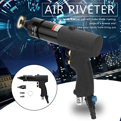 Rivet Gun, M6/M8 Pneumatic Riveter Nut Gun Riveting Tool Nut Chuck Kit Industrial Grade 1/4 Air Rivet Gun Positive and Negative Turn Self-Locking Yanmis