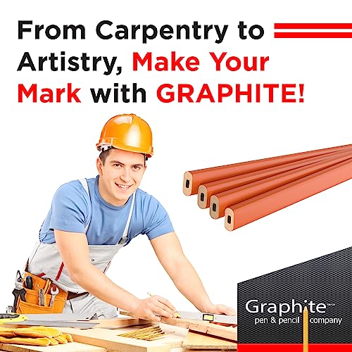 GRAPHITE Hard Lead Carpenter Pencils Bulk - (72) Pieces Lumber Wooden Pencil #2 (HB) - Neon Orange - WoodArtSupply
