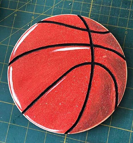 Basketball Cutout Unfinished Wood Sports Theme Locker Room Kids Room School Door Hanger MDF Shape Canvas Style 1 (12")