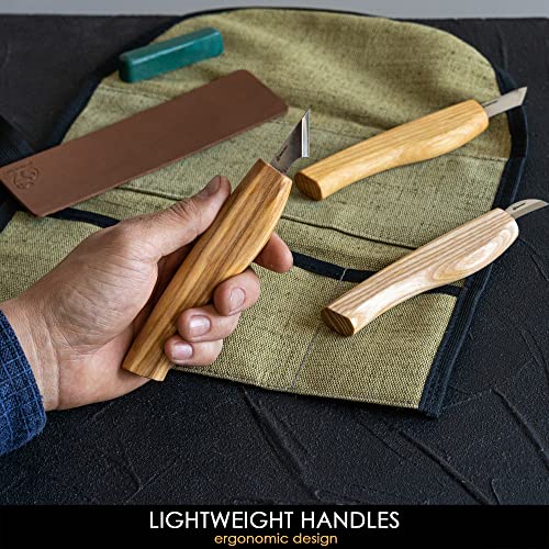 BeaverCraft Wood Carving Knife Kit for Beginners S55 Chip Carving Knives Woodworking Wood Carving Tools Set Carve Widdling Knife Kit Detail Whittling BeaverCraft