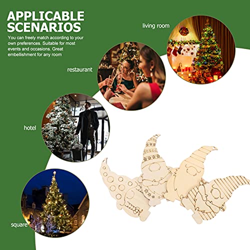 Sewroro 40pcs Blank Wood Gnome Unfinished Wooden Gnome Hanging Ornaments Unfinished Wood Dwarf Elf Christmas Tree Ornament Sewroro