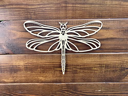 Laser cut 12 inch wide Dragonfly - Wood Cutout, Unfinished 1/8 inch MDF Wood Blanks, DIY Craft Tak n Stik