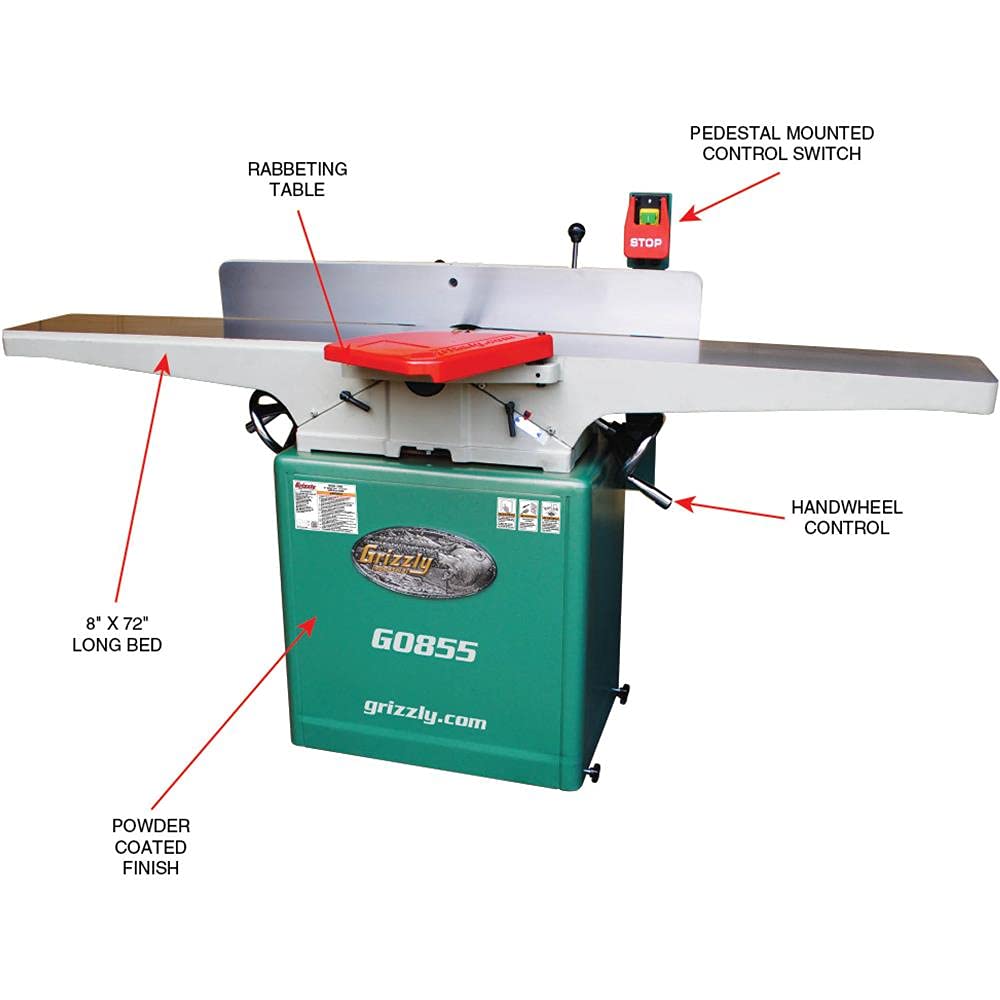 Grizzly Industrial G0855-8" x 72" Jointer with Built-in Mobile Base