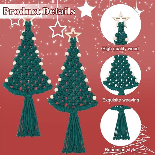 Macrame Christmas Tree Craft Kit, 4 PCS Macrame DIY Kit for Adults Beginners with Instructions Macrame Ornaments for Christmas Tree Macrame Christmas - WoodArtSupply