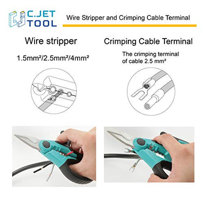 C.JET TOOL 7" Stainless Professional Electrician Scissors Multi-Grip Design Aluminium Copper Soft Cable - WoodArtSupply